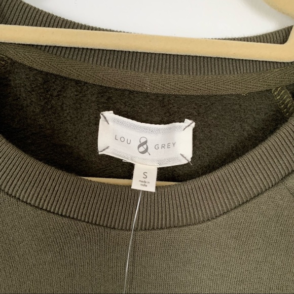 LOU & GREY Army Green Crewneck Side Slit Pullover Sweatshirt - Picture 9 of 10